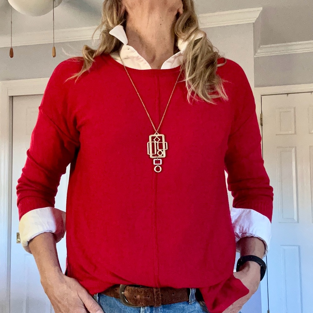 Van Heusen, crewneck,fine gauge sweater w/vertical raised stitching -size S/P - Picture 1 of 12